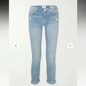 NWT FRAME Denim Le Garcon cropped slim boyfriend organic jeans Humphrey Rips 28